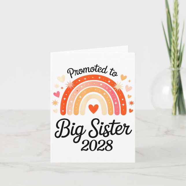 Promoted To Big Sister 2028 New Baby Pregnancy Ann Card (Front)