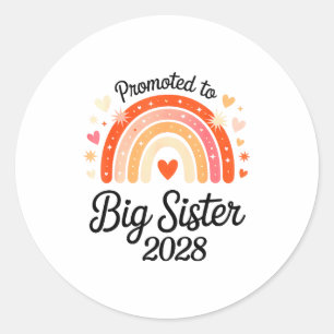 Promoted To Big Sister 2028 New Baby Pregnancy Ann Classic Round Sticker