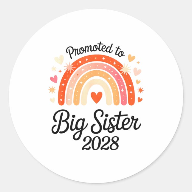Promoted To Big Sister 2028 New Baby Pregnancy Ann Classic Round Sticker (Front)