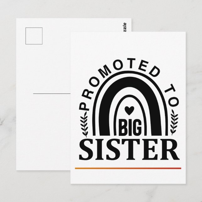 Promoted to big sister, big brother shirt, 2026 postcard (Front/Back)