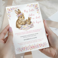 Promoted to Big Sister Bunny Floral Baby Sprinkle