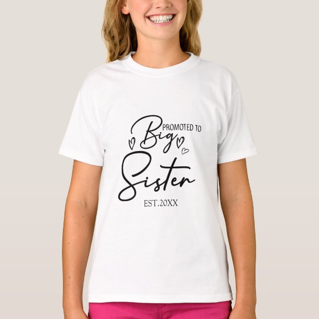 Promoted to Big Sister Est 2021, pregnancy reveal  T-Shirt (Front)