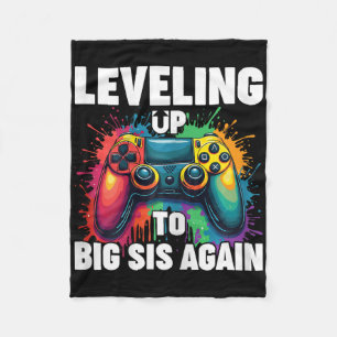 Promoted To Big Sister Gamer Levelling Up To Big S Fleece Blanket