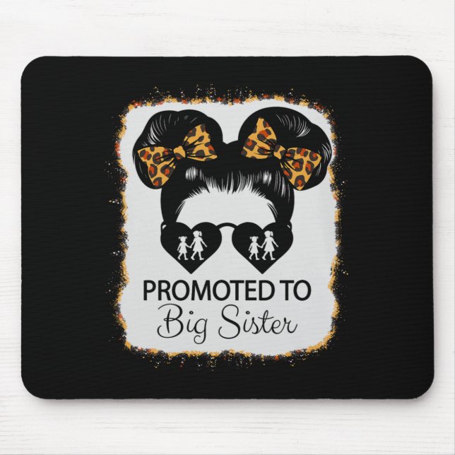 Promoted To Big Sister Leopard Girl Baby Announcem Mouse Mat (Front)