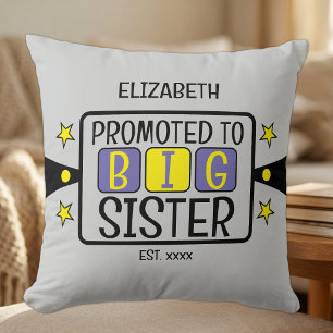 Promoted to big sister name est year purple yellow cushion