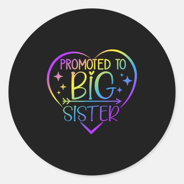 Promoted To Big Sister - New Baby Birth Announceme Classic Round Sticker (Front)