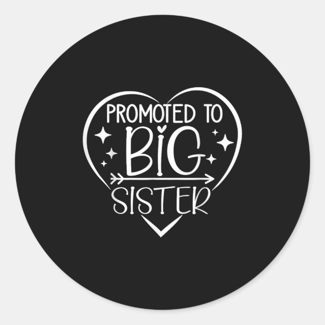 Promoted To Big Sister - New Baby Birth Announceme Classic Round Sticker (Front)
