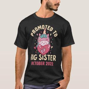 Promoted to Big Sister October 2022 Unicorn Hearts T-Shirt
