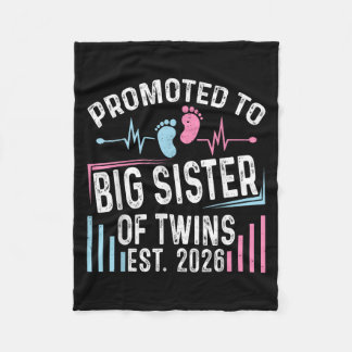 Promoted To Big Sister Of Twins Est 2026 Baby Show Fleece Blanket