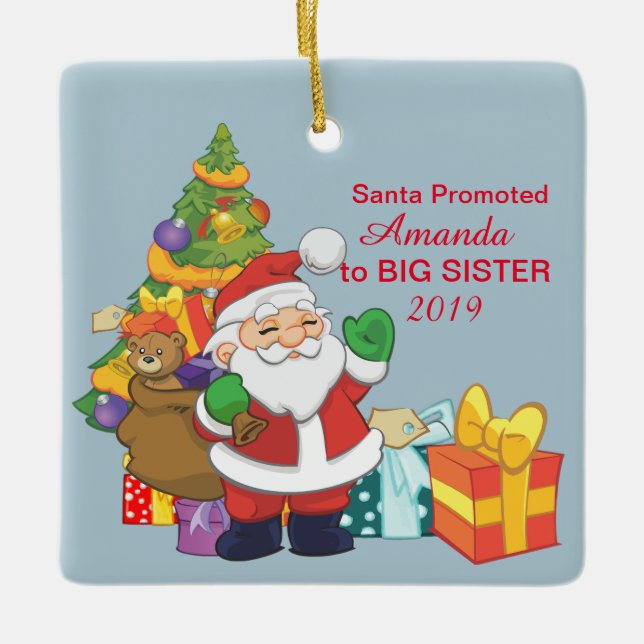 Promoted to Big Sister Ornament with Picture (Front)