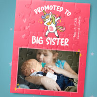 Promoted to Big Sister Unicorn Photo and Text Pink