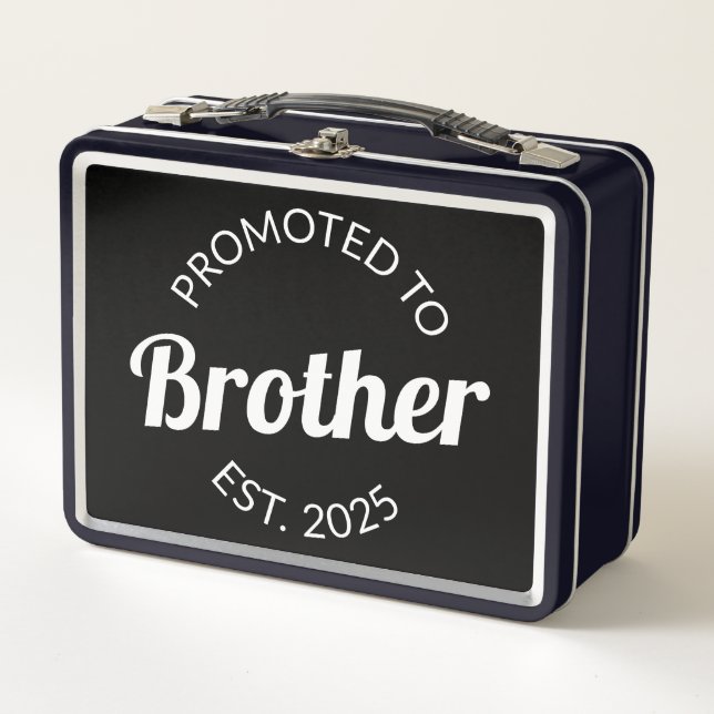 Promoted To Brother Est. 2025 I Metal Lunch Box (Front)