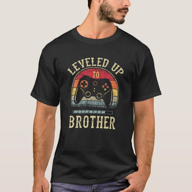 Promoted To Brother Gamer Leveled Up To Brother 20 T-Shirt (Front)