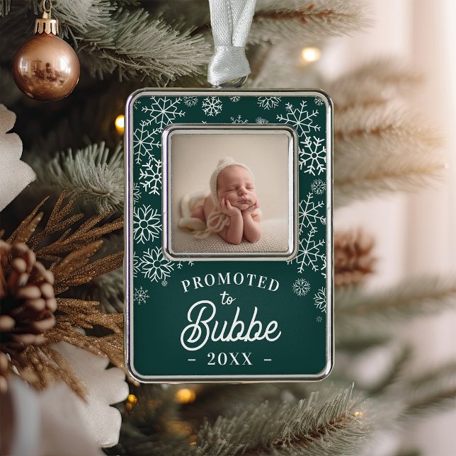Promoted to Bubbe | Baby Photo Grandma Silver Plated Framed Ornament (Creator Uploaded)