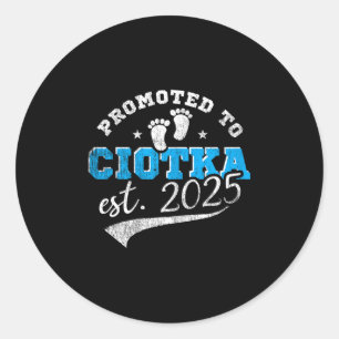 Promoted To Ciotka 2025 New Lish Aunt Vintage  Classic Round Sticker
