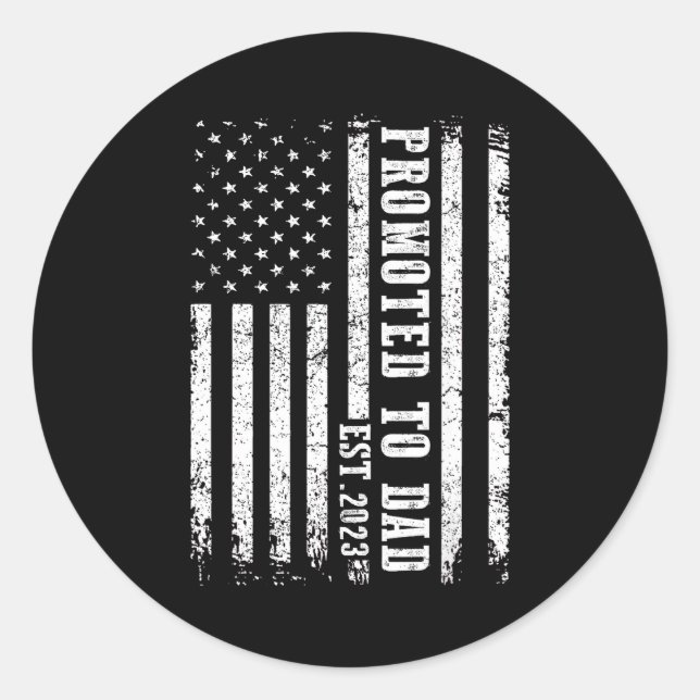 Promoted To Dad 2023 Funny Shirt For New Dad  Classic Round Sticker (Front)