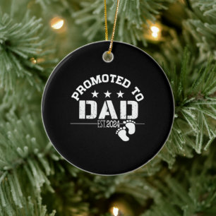 Promoted to Dad 2024 Ceramic Tree Decoration