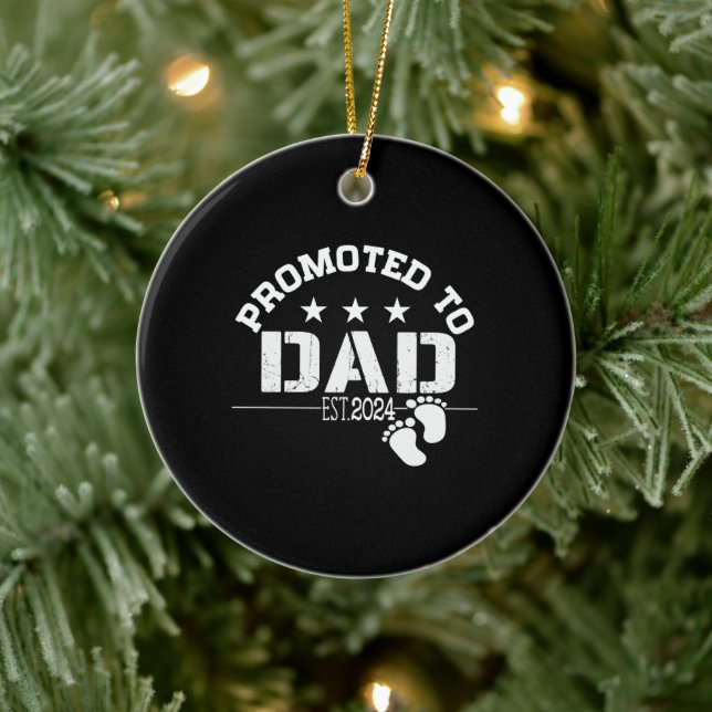 Promoted to Dad 2024 Ceramic Tree Decoration (Tree)