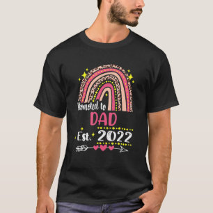 Promoted To Dad Est 2022 Pink Leopard Rainbow Moth T-Shirt