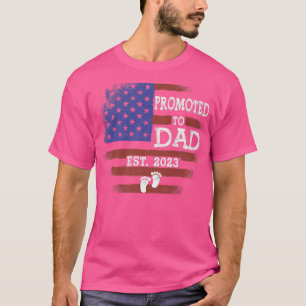 Promoted To Dad Est 2023 American Flag Pregnancy T-Shirt