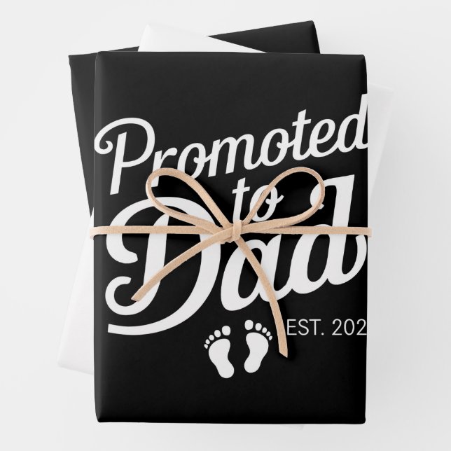Promoted To Dad EST 2025 Funny Soon To Be Dad Wrapping Paper Sheet (In situ)