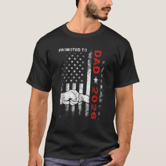 Promoted To Dad Est 2026 American Flag New Dad  T-Shirt