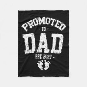 Promoted To Dad Est 2027 New Mom Daddy Fathers Day Fleece Blanket