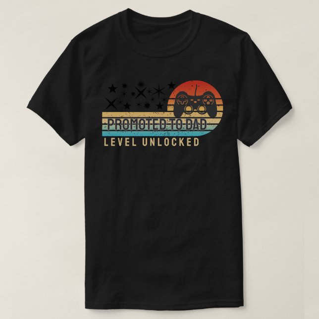 Promoted to Dad – Level Unlocked T-Shirt (Design Front)