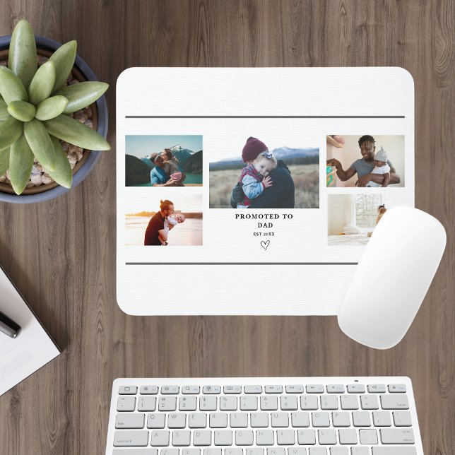Promoted to Dad Photo Collage – Personalized  Mouse Mat (Creator Uploaded)