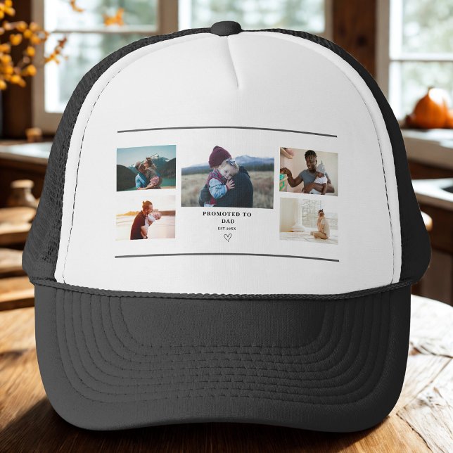 Promoted to Dad Photo Collage – Personalized  Trucker Hat (Creator Uploaded)