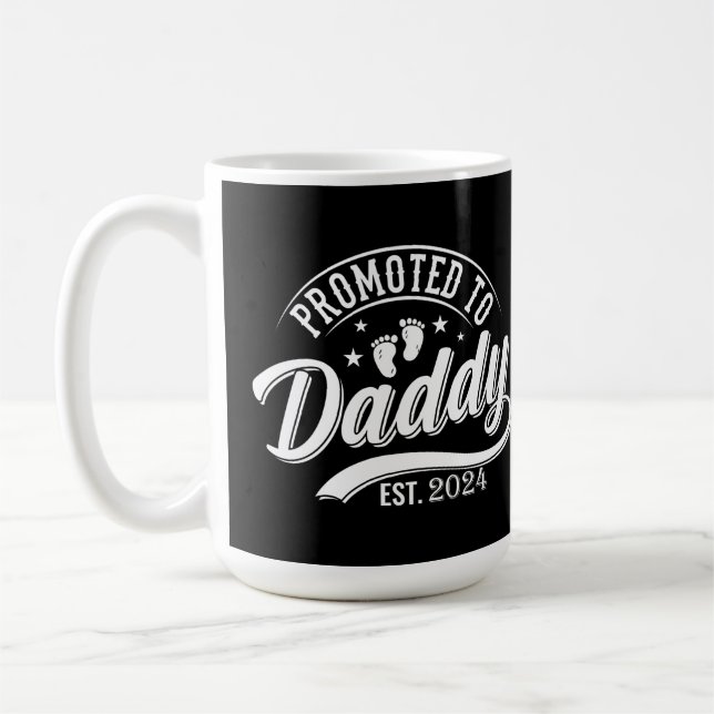 Promoted to Daddy 2024 Funny For New Dad Coffee Mug (Left)