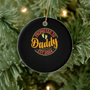 Promoted to DADDY 2024 New Dad First Time Dad 2024 Ceramic Tree Decoration