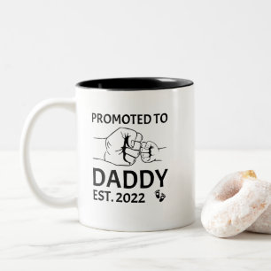 Promoted to daddy est 2022 dad baby fist Two-Tone coffee mug