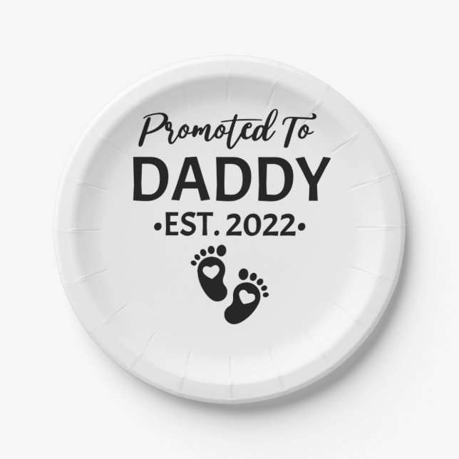 Promoted to daddy est 2022 new dad father's day paper plate (Front)