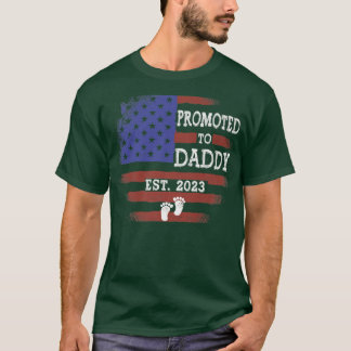 Promoted To Daddy Est 2023  American Flag Pregnanc T-Shirt