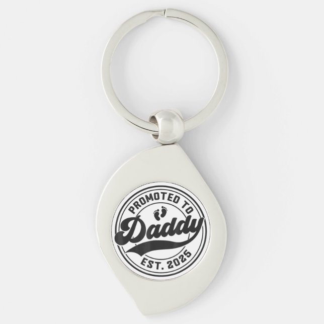 Promoted to Daddy Est 2025 Dad to Be Gifts New Dad Key Ring (Front)