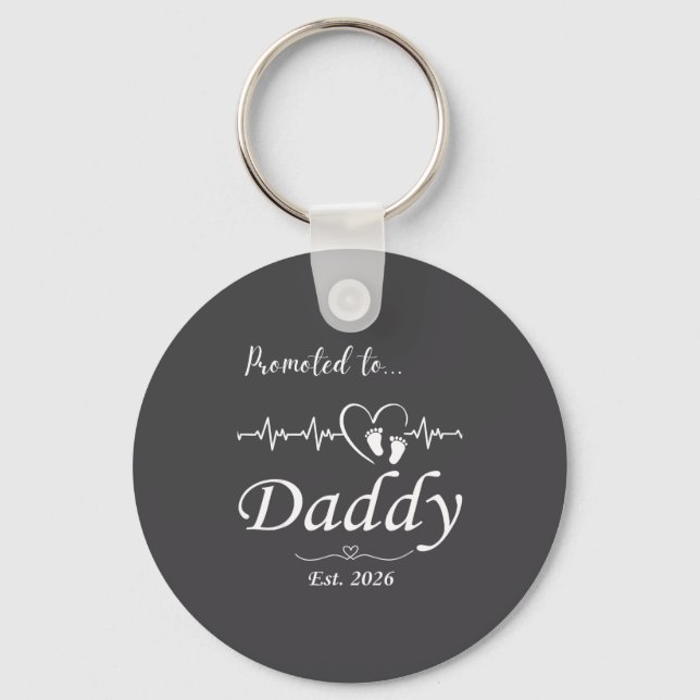 Promoted To Daddy Est 2026 Baby Announcement  Key Ring (Front)
