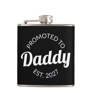 Promoted To Daddy Est 2027 New Dad Baby Shower I Hip Flask