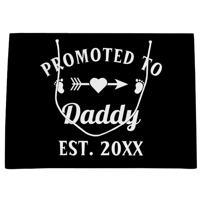 Promoted To Daddy Fatherhood Father's Day Large Gift Bag (Front)