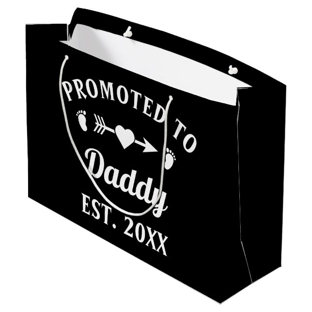 Promoted To Daddy Fatherhood Father's Day Large Gift Bag (Back Angled)