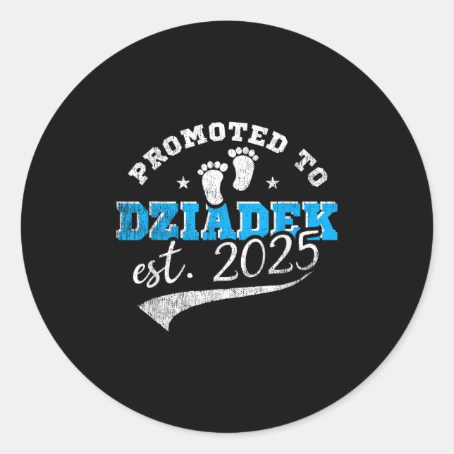 Promoted To Dziadek Est 2025 Proud New Grandpa Vin Classic Round Sticker (Front)