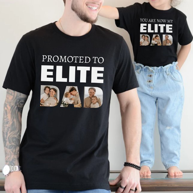 Promoted to Elite Dad Photo Collage Black T-Shirt (Promoted to Elite Dad Photo Collage Black T-Shirt
)