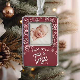 Promoted to Gigi Baby Photo Grandma Silver Plated Framed Ornament