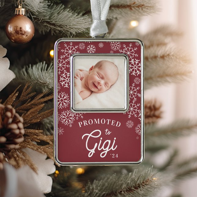 Promoted to Gigi | Baby Photo Grandma Silver Plated Framed Ornament (Creator Uploaded)
