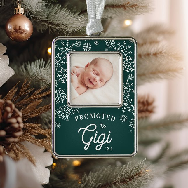 Promoted to Gigi | Baby Photo Grandma Silver Plated Framed Ornament (Creator Uploaded)