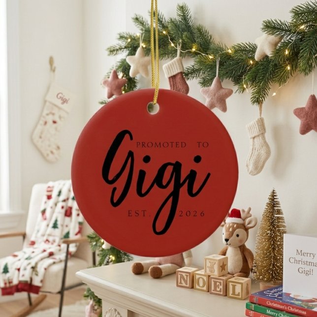 Promoted To Gigi Sweet Holiday Keepsake Ceramic Tree Decoration (Creator Uploaded)