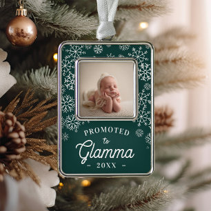 Promoted to Glamma   Baby Photo Grandma Silver Plated Framed Ornament