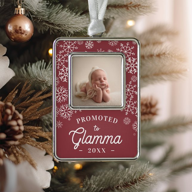 Promoted to Glamma | Baby Photo Grandma Silver Plated Framed Ornament (Creator Uploaded)