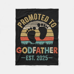 Promoted To Godfather Est 2025 Fathers Day Vintage Fleece Blanket