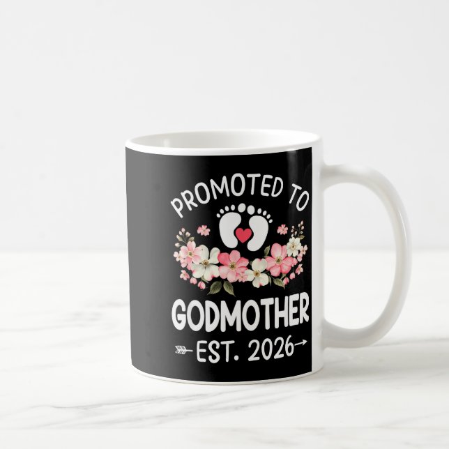 Promoted To Godmother 2026 First Time Floral New G Coffee Mug (Right)